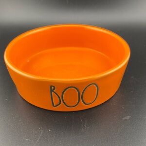Rae Dunn Halloween Orange BOO Small Pet Food Dish Bowl